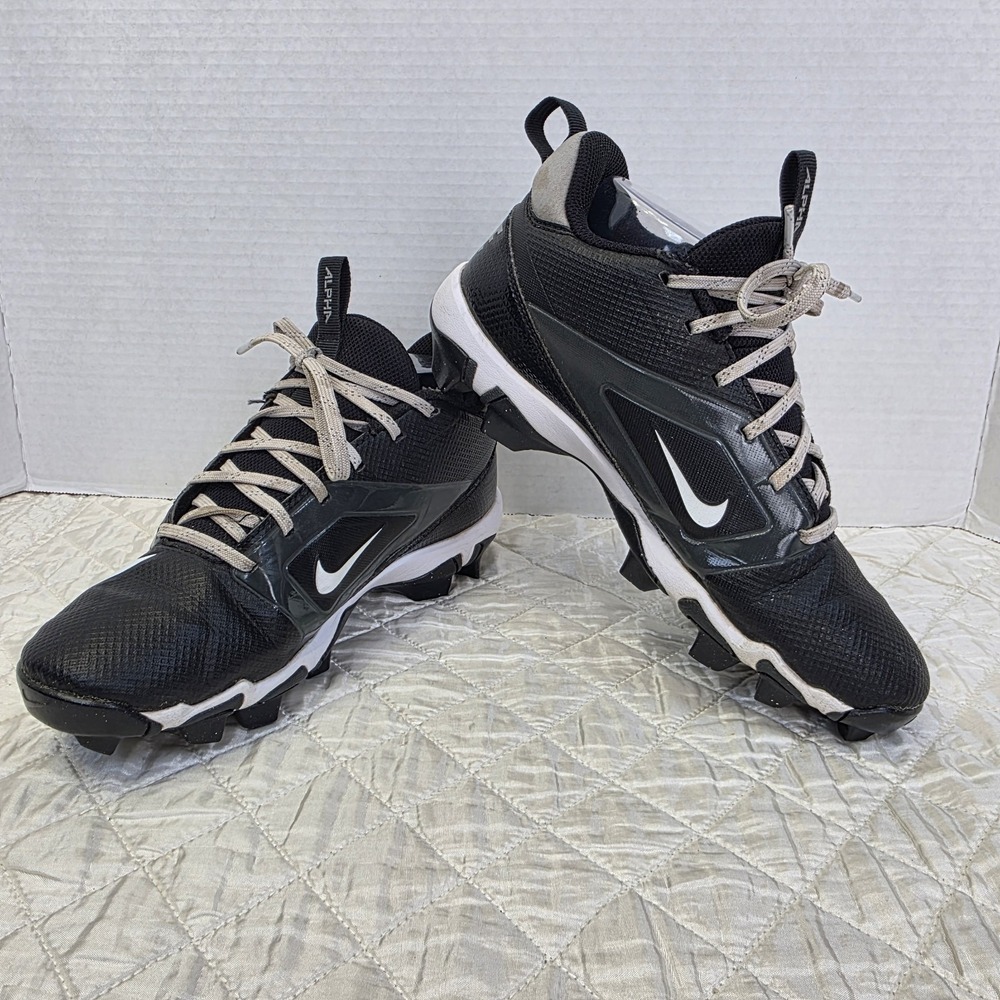 Nike Kids Alpha Menace 4 Shark Football Cleats 5.5Y Black Grey White Fastflex